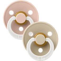 Bibs Colour Glow Round Pacifier Latex Size 1 2-pack Vanilla/Blush