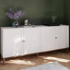Grey and oak sideboard Furniture To Go Wensley 4 Door 1 Drawer Light Grey Oak Sideboard