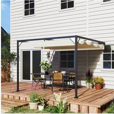 Beige Pavilions & Accessories OutSunny Outdoor Pergola 3 x 3m Canopy with Retractable Canopy