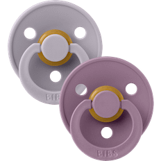 Bibs Colour Rund Napp Latex Str 1 2-pak Fossil Grey/Mauve