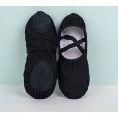Black Ballerinas Shein Kids Soft Ballet Dance Shoes Full Elastic Fabric - Black