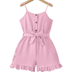 Shein Tween Girls Casual Fashion Ruffled Hem Jumpsuit - Spring/Summer Holiday Attire