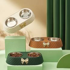 Pets Temu Colorful Fashionable Bow Pet Bowl Set