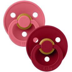 Bibs Colour Round Pacifier Latex Size 1 2-pack Coral/Ruby