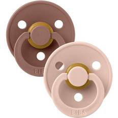 Bibs Colour Round Pacifier Latex Size 1 2-pack Woodchuck/Blush