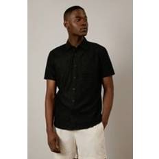 Burton Mens Black Linen Blend Short Sleeve Shirt