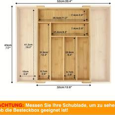 Rectangular Cutlery Trays Temu Bamboo Drawer Organiser 32 x 43 cm Cutlery Tray