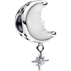 Pandora Moon and North Star Charm - Silver//White/Transparent