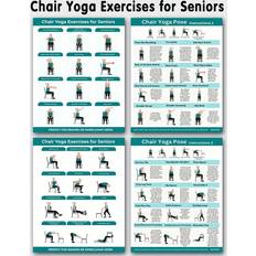 4pcs Chair Yoga Exercise Fitness Charts