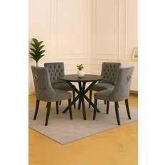 Neo Set of Four Velvet Dining Dark Grey Kitchen Chair