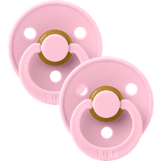 Bibs Colour Rund Napp Latex Str 1 2-pak Baby Pink