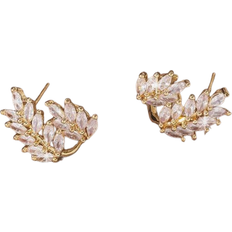 Shein Hihho 2pcs Fashion Personalized Sparkling Micro-Inlaid Zirconia Wheat Ear Stud Earrings For Girls, Dating Gift