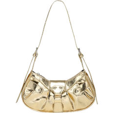 Shein Novachic, 1pc Crocodile Pattern Golden Vintage Rivet Decor Pleated Snap Closure Adjustable Shoulder Strap Women Shoulder Bag Crossbody Bag Suitable For Daily Use