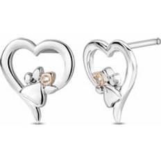 Topaz Earrings Clogau Paw Prints Sterling Silver Heart Stud Earrings with Topaz - Metallic