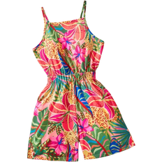 Shein Tween Girls Tropical Print Jumpsuit - Casual Summer Romper