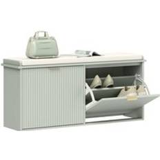 Polyester Storage Benches Homcom Shoe with Cushion and Flip Drawer Storage Bench