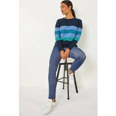 Denim - Women Trousers Roman Elastic Waist Stretch Jean Trouser - Indigo