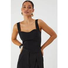 Clothing Misspap Corset Detail Bodycon Top - Black