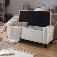 Brown Storage Benches GFW Verona Oyster Crushed Velvet Ottoman Storage Bench