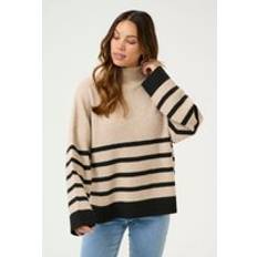 Cream Jumpers Cream High Neck Loose Fit Pullover Plain - Multi