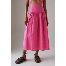 Pink Skirts Warehouse Gingham High Waisted Midi Skirt - Pink