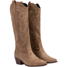 Shein New Vintage Embroidered Boots, Casual Western Boots, Thick Heel Anti-Slip Mid-Calf Boots, Comfortable Versatile Knight Ankle Boots, Autumn/Winter
