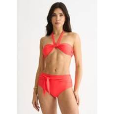 Women Bikinis on sale Orange Tie Front High Waist Bikini Bottom - Bright Orange
