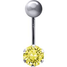 Zirconia Piercings Jewelco London Ladies 9ct Yellow Gold 6mm Cubic Zirconia - Yellow