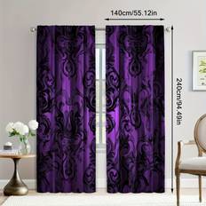 Gardiner & Tillbehör Temu 2pcs 2D Flat Printing Luxurious Gothic Baroque Curtains