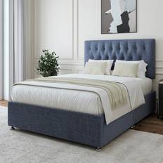 Bedmaster Small Double Midnight Linen Divan Base Blue Continental Bed