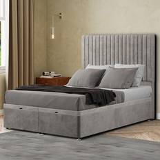 Single Silver Plush Ottoman Floor Headboard