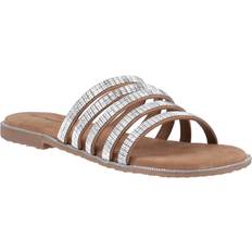 Hush Puppies Slides Hush Puppies Paris Slide Suede Sandal - Tan/Silver/Brown