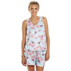 Camille Sleepwear Camille Lightweight Floral Print Short Pyjama Set - Light Blue