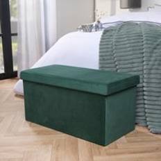 Green Benches OHS Folding Ottoman Box Velvet Seat Storage Bench