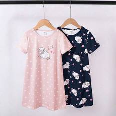 Nightgowns Shein Girls Cute Cartoon Sheep Print Nightgown Set - Pink/Gray
