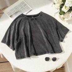 Shein Kurzarm Baumwoll T-Shirt Gewaschener Ausführung - Frühling