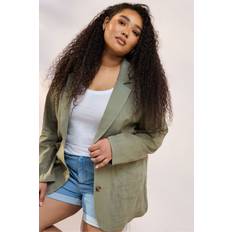 Green - Women Blazers Yours Relaxed Linen Blazer Women - Khaki Green