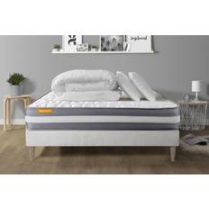 Ensembles de Lit Pack Matelas Sommier Kit Blanc 140x200 Memo Plus