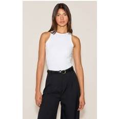 PrettyLittleThing Soft Cotton Racer Sleeveless Bodysuit - White