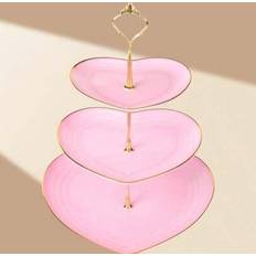 Plastic Serving Platters & Trays Shein 3-Tier Heart Shaped Pink Cake Stand