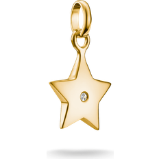18k Charms & Pendants Thomas Sabo Connect Gold Plated Single CZ Star Charm Pendant - Gold/Silver