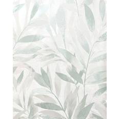 Sophie Laurence Sage Green Leaf Wallpaper Metallic Shimmer