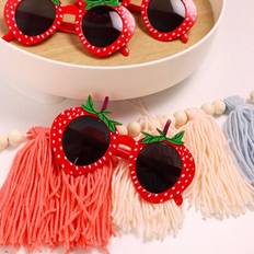 Text & Letters Photo Props, Party Hats & Sashes Shein Strawberry Fruit Shaped Party Glasses Set