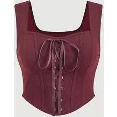 Shein Plus Size Lace-Up Front Bow Tie Corset Tank Top