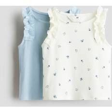 Flickor Linnen H&M 2-Pack Ribbad Bomullströja - Flicka