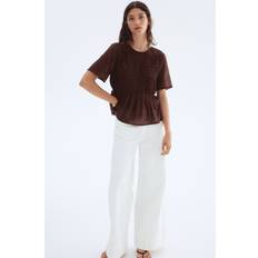 H&M Blusar H&M Smockad Peplumtopp Dam - Mörkbrun