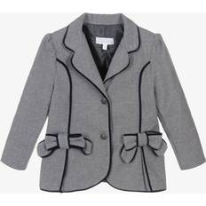 Blue Blazers Children's Clothing Patachou Girls Grey Blazer With Navy Blue Piping
