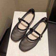 Low Shoes Shein Mesh Ballet Flats Summer Low Cut Slip-On Sandals - Pink