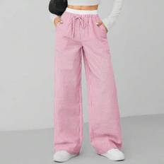 Shein Autumn Blue Striped Contrast Waist Trousers
