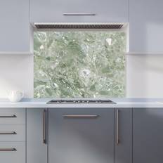 Green Splash Guards Warren Reed Polished Sage Green Quartz Effect Glass Kitchen Splashback 65 x 90 x 0.6 cm Splash Guard